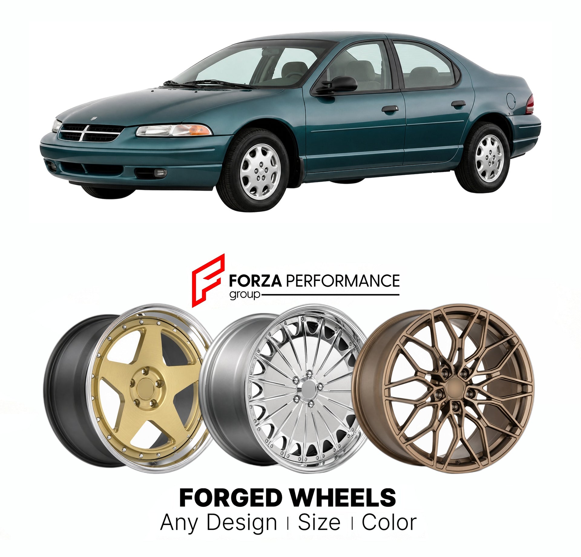 FORGED WHEELS RIMS for DODGE STRATUS 1995 - 2000

Custom forged wheels for Dodge Stratus 1995 - 2000. Made-to-order monoblock, 2-piece and 3-piece rims in custom sizes, offsets, colors and finishes with guaranteed fitment.

We manufacture premium quality forged wheels rims for Dodge Stratus 1995 - 2000 in any design, size, color.

THIS WHEEL DESIGN CAN BE CUSTOM-MADE FOR YOUR CAR IN ANY SIZE AND COLOR OPTIONS
Available in monoblock, 2-piece, 3-piece, duoblock, beadlock
3D wheel renderings are provided accor