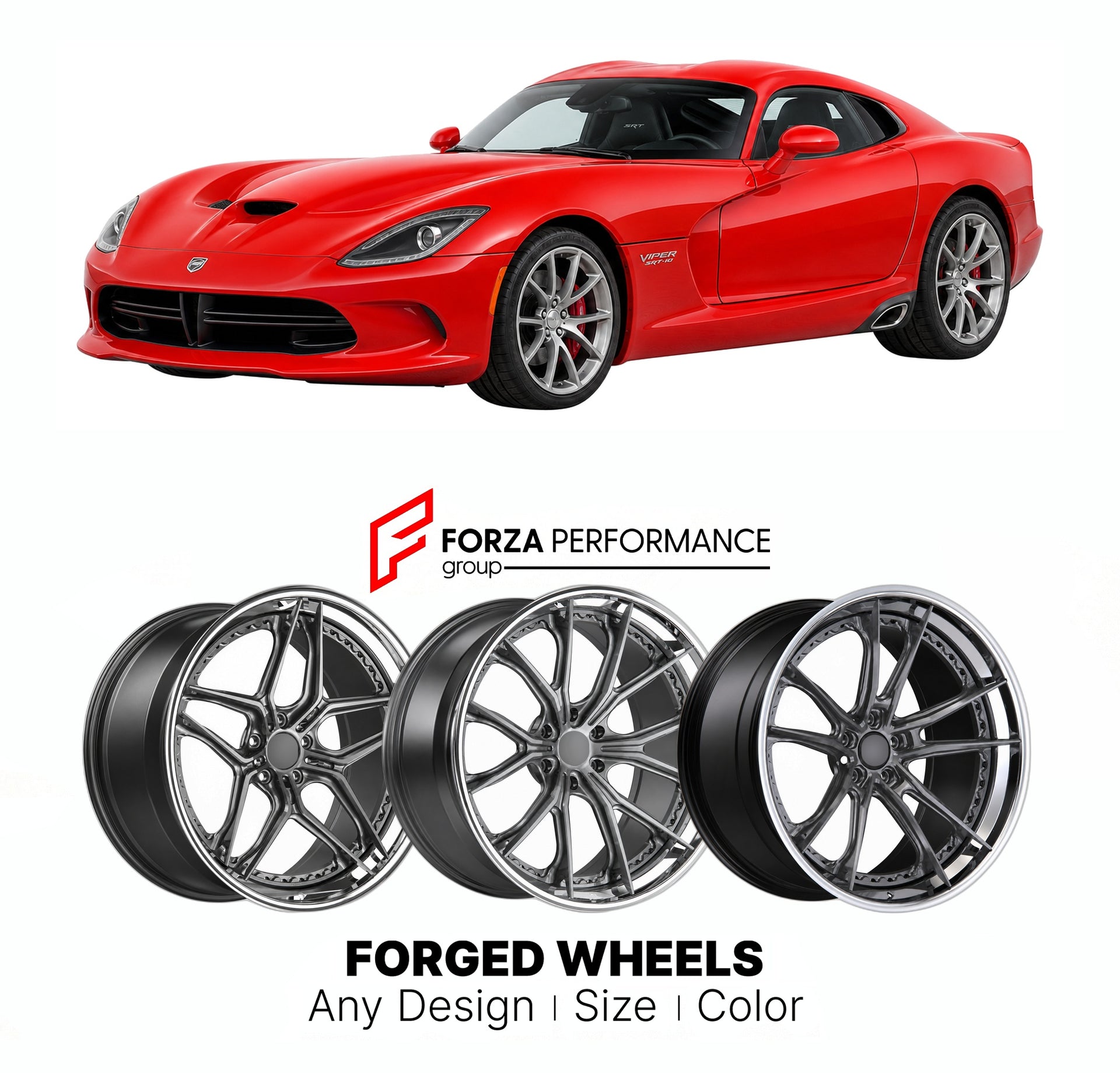 FORGED WHEELS RIMS for DODGE VIPER SRT VX 2013 - 2017

Custom forged wheels for Dodge Viper SRT VX 2013 - 2017. Made-to-order monoblock, 2-piece and 3-piece rims in custom sizes, offsets, colors and finishes with guaranteed fitment.

We manufacture premium quality forged wheels rims for Dodge Viper SRT VX 2013 - 2017 in any design, size, color.

THIS WHEEL DESIGN CAN BE CUSTOM-MADE FOR YOUR CAR IN ANY SIZE AND COLOR OPTIONS
Available in monoblock, 2-piece, 3-piece, duoblock, beadlock
3D wheel renderings are