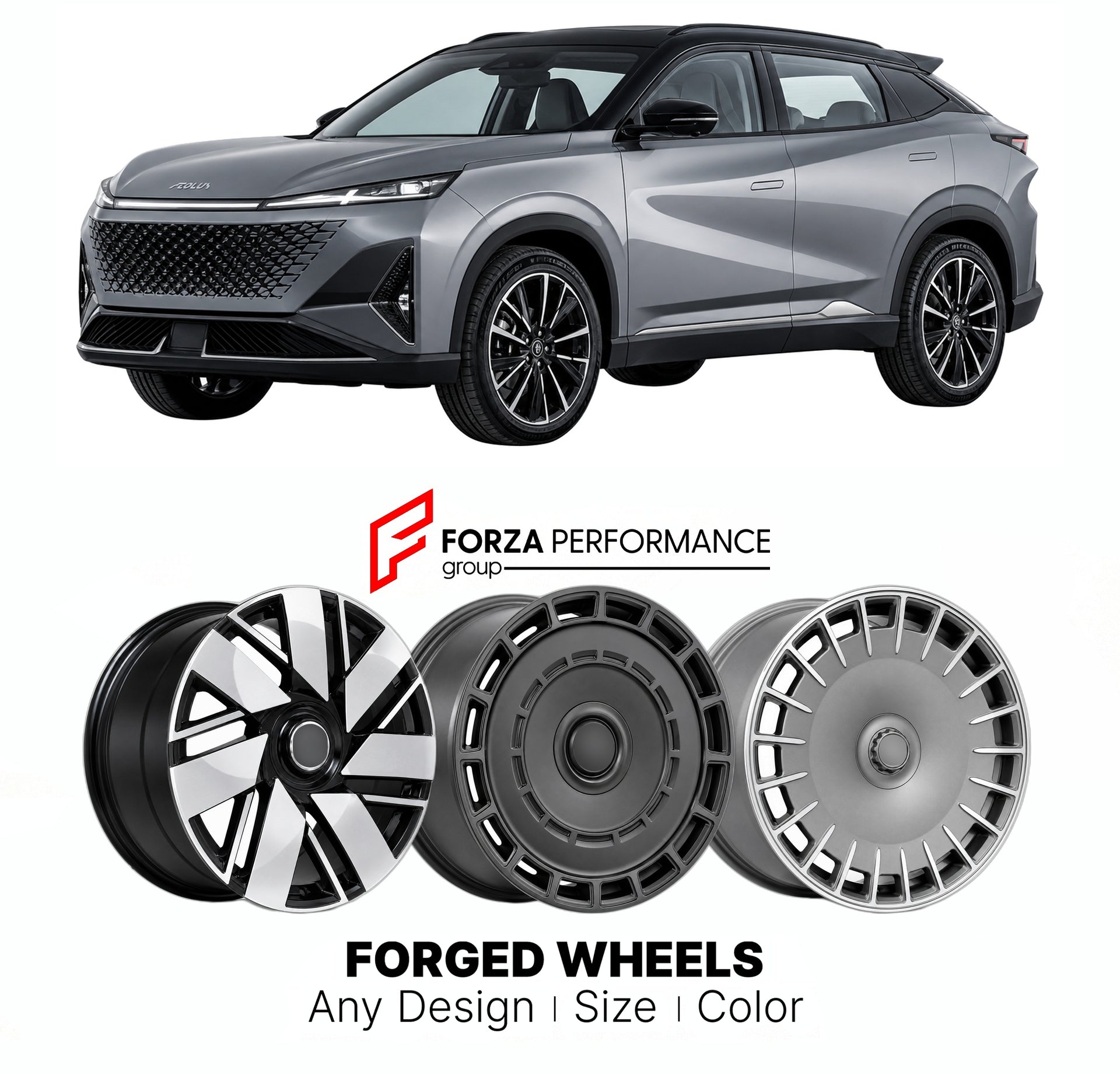 Custom forged wheels for Dongfeng Aeolus Haohan Mage 2023+. Made-to-order monoblock, 2-piece and 3-piece wheels in custom sizes, offsets, colors and finishes with guaranteed vehicle fitment.

We manufacture premium quality forged wheels rims for Dongfeng Aeolus Haohan Mage 2023+ in any design, size, color.

THIS WHEEL DESIGN CAN BE CUSTOM-MADE FOR YOUR CAR IN ANY SIZE AND COLOR OPTIONS
Available in monoblock, 2-piece, 3-piece, duoblock, beadlock
3D wheel renderings are provided according to the exact dimens