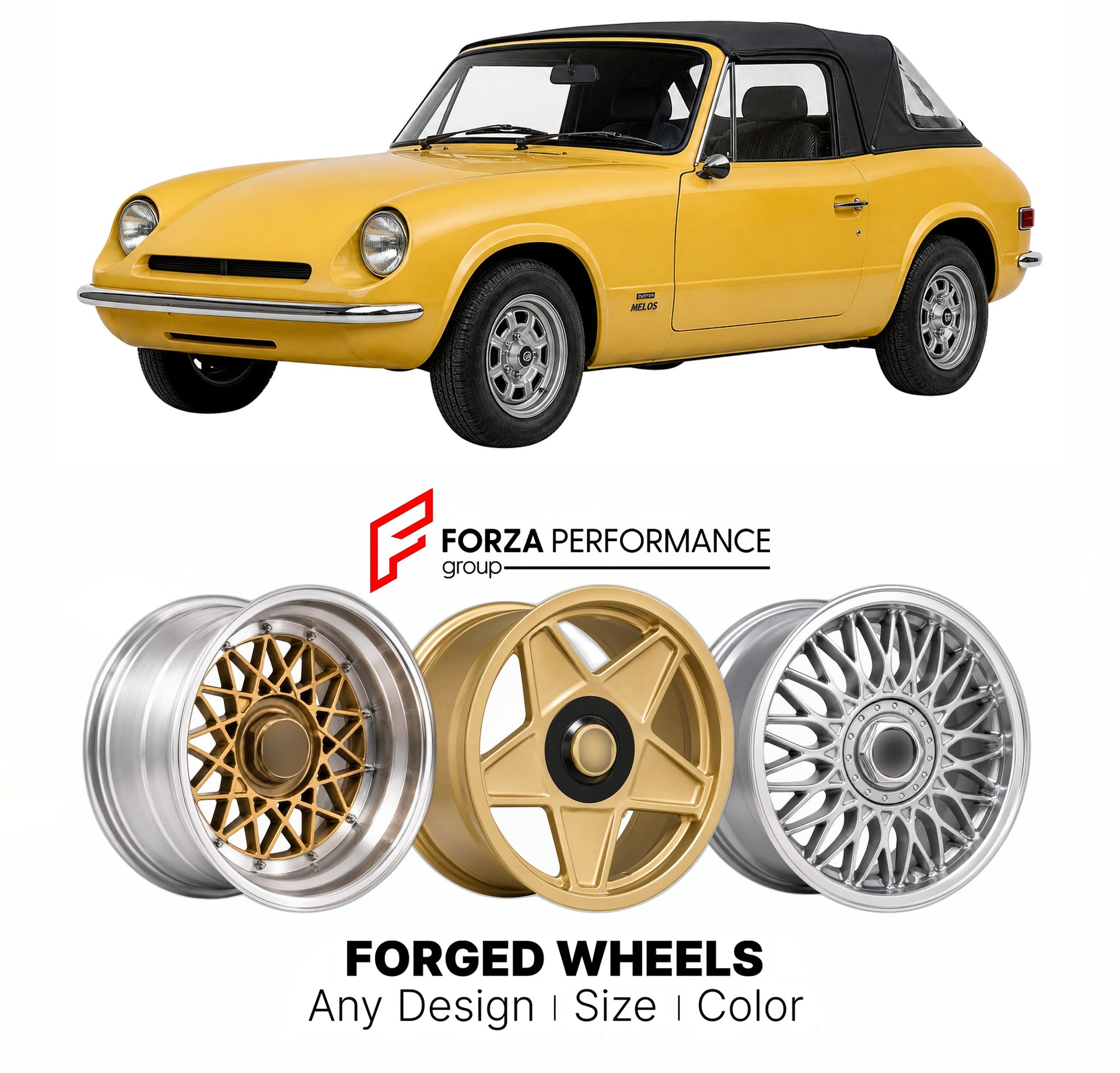 CUSTOM CLASSIC VINTAGE RESTOMOD RETRO OLD SCHOOL FORGED WHEELS RIMS for DUTTON MELOS 1980 - 1989

Custom forged wheels for Dutton Melos 1980 - 1989. Classic, vintage, restomod wheel designs made to order in custom sizes, offsets, colors and finishes.

We manufacture premium quality forged wheels rims for Dutton Melos 1980 - 1989 in any design, size, color.

THIS WHEEL DESIGN CAN BE CUSTOM-MADE FOR YOUR CAR IN ANY SIZE AND COLOR OPTIONS
Available in monoblock, 2-piece, 3-piece, duoblock, beadlock
3D wheel re