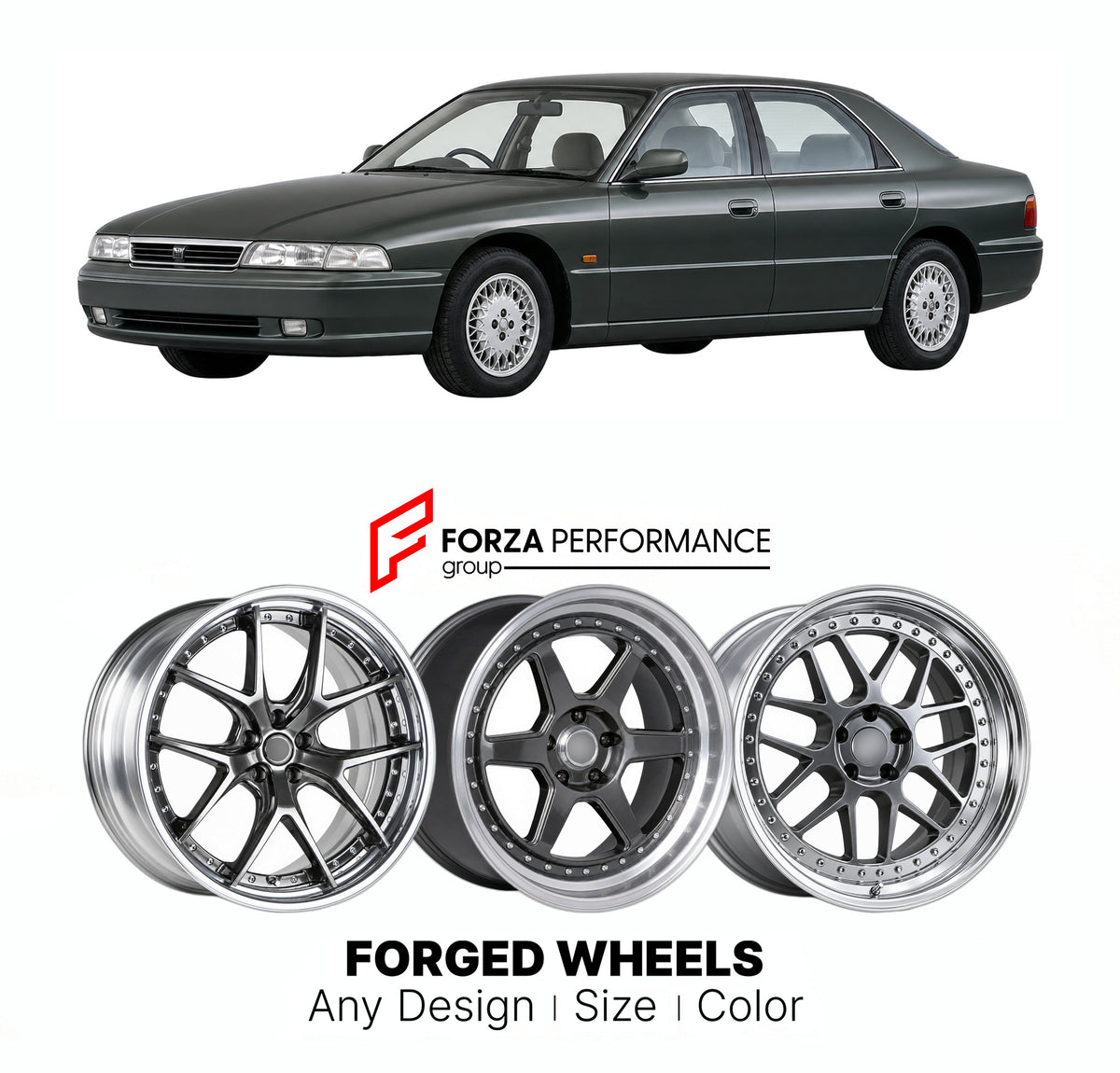 CUSTOM CLASSIC VINTAGE RESTOMOD RETRO OLD SCHOOL FORGED WHEELS RIMS for EFINI MS-9 HD 1991 - 1994

Custom forged wheels for Efini MS-9 HD 1991 - 1994. Classic, vintage, restomod and retro JDM wheel designs made to order in custom sizes, offsets, colors and finishes with guaranteed fitment.

We manufacture premium quality forged wheels rims for Efini MS-9 HD 1991 - 1994 in any design, size, color.

JDM WHEEL DESIGNS: our Japanese collection for sedans and wagons includes designs inspired by Weds Kranze, Leon
