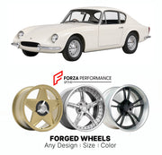 CUSTOM CLASSIC VINTAGE RESTOMOD RETRO OLD SCHOOL FORGED WHEELS RIMS for ELVA COURIER MKIV 1965 - 1968

Custom forged wheels for Elva Courier MkIV 1965 - 1968. Classic, vintage, restomod wheel designs made to order in custom sizes, offsets, colors and finishes.

We manufacture premium quality forged wheels rims for Elva Courier MkIV 1965 - 1968 in any design, size, color.

THIS WHEEL DESIGN CAN BE CUSTOM-MADE FOR YOUR CAR IN ANY SIZE AND COLOR OPTIONS
Available in monoblock, 2-piece, 3-piece, duoblock, beadl