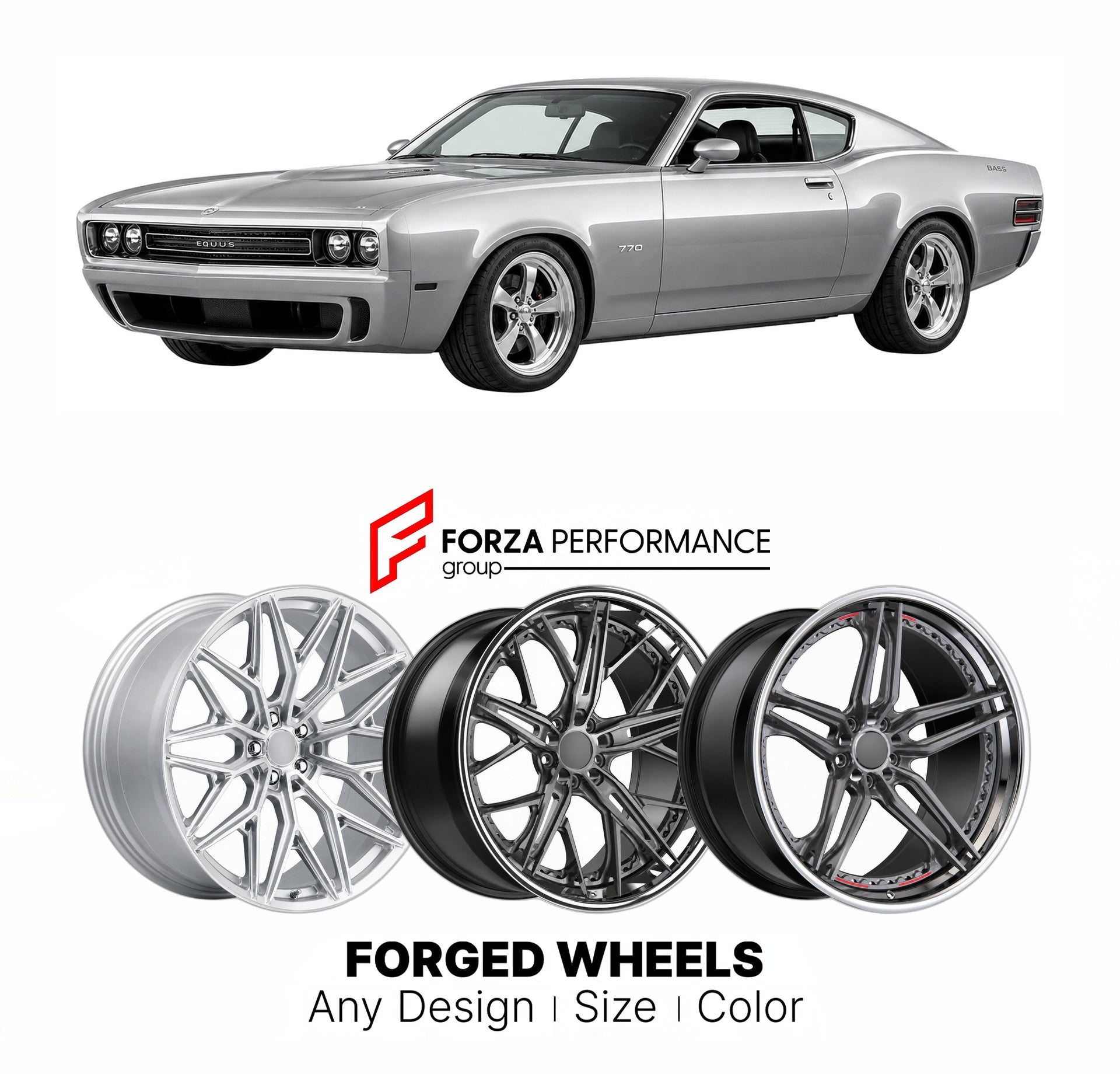 FORGED WHEELS RIMS for EQUUS BASS 770 2014 - 2015

Custom forged wheels for Equus Bass 770 2014 - 2015. Made-to-order monoblock, 2-piece and 3-piece rims in custom sizes, offsets, colors and finishes with guaranteed fitment.

We manufacture premium quality forged wheels rims for Equus Bass 770 2014 - 2015 in any design, size, color.

THIS WHEEL DESIGN CAN BE CUSTOM-MADE FOR YOUR CAR IN ANY SIZE AND COLOR OPTIONS
Available in monoblock, 2-piece, 3-piece, duoblock, beadlock
3D wheel renderings are provided ac