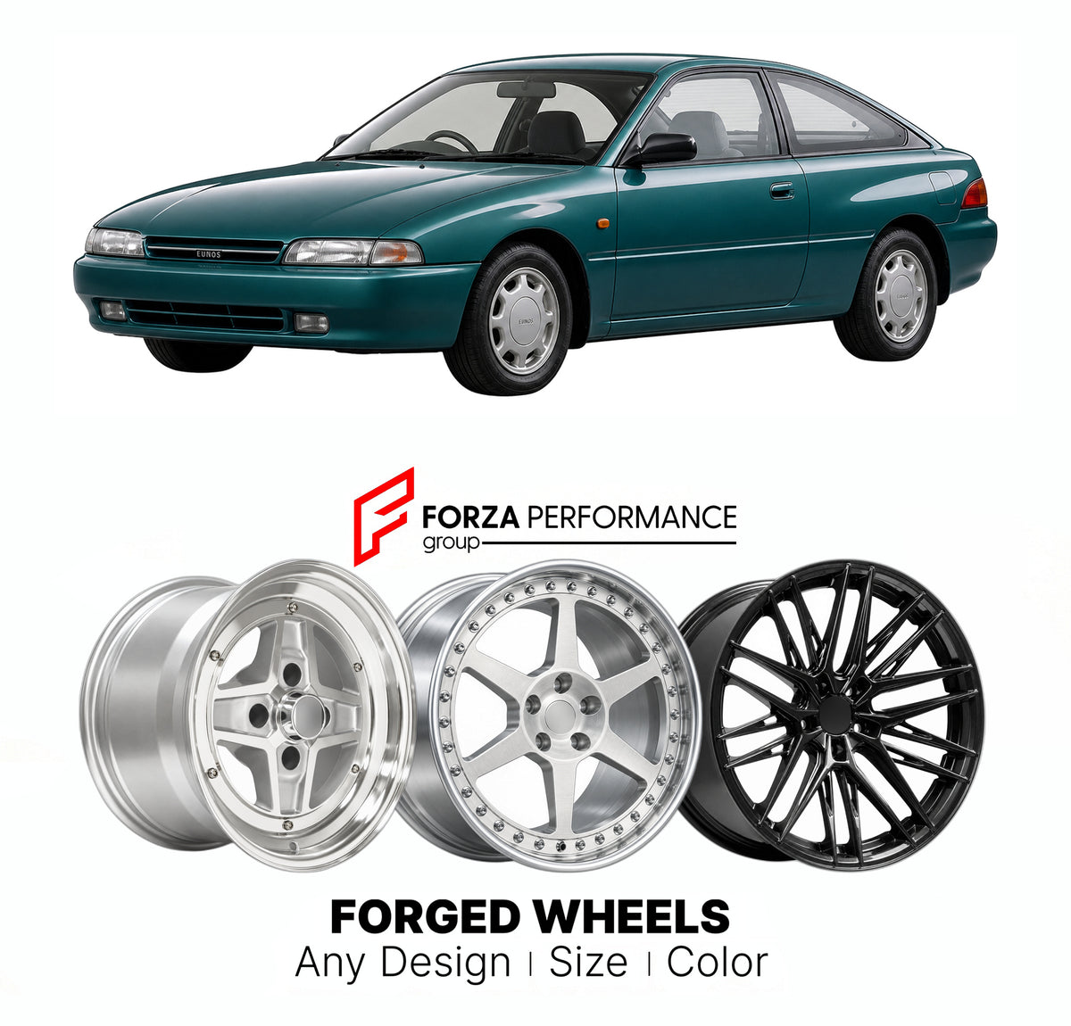 CUSTOM CLASSIC VINTAGE RESTOMOD RETRO OLD SCHOOL FORGED WHEELS RIMS for EUNOS PRESSO EC 1991 - 1998

Custom forged wheels for Eunos Presso EC 1991 - 1998. Classic, vintage, restomod and retro JDM wheel designs made to order in custom sizes, offsets, colors and finishes with guaranteed fitment.

We manufacture premium quality forged wheels rims for Eunos Presso EC 1991 - 1998 in any design, size, color.

JDM WHEEL DESIGNS: our Japanese collection for sports cars and coupes includes designs inspired by Rays V