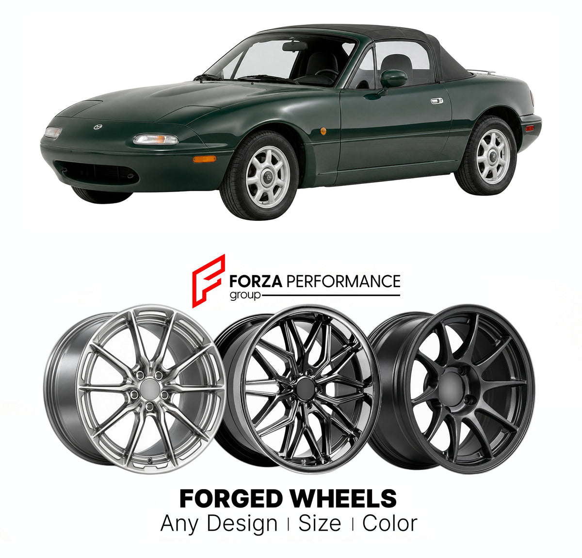 CUSTOM CLASSIC VINTAGE RESTOMOD RETRO OLD SCHOOL FORGED WHEELS RIMS for EUNOS ROADSTER NA 1989 - 1997

Custom forged wheels for Eunos Roadster NA 1989 - 1997. Classic, vintage, restomod and retro JDM wheel designs made to order in custom sizes, offsets, colors and finishes with guaranteed fitment.

We manufacture premium quality forged wheels rims for Eunos Roadster NA 1989 - 1997 in any design, size, color.

JDM WHEEL DESIGNS: our Japanese collection for sports cars and coupes includes designs inspired by 