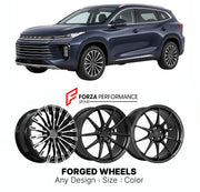 Custom forged wheels for Exeed Chery TXL 2020+. Made-to-order monoblock, 2-piece and 3-piece wheels in custom sizes, offsets, colors and finishes with guaranteed vehicle fitment.

We manufacture premium quality forged wheels rims for Exeed Chery TXL 2020+ in any design, size, color.

THIS WHEEL DESIGN CAN BE CUSTOM-MADE FOR YOUR CAR IN ANY SIZE AND COLOR OPTIONS
Available in monoblock, 2-piece, 3-piece, duoblock, beadlock
3D wheel renderings are provided according to the exact dimensions and specifications 