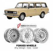 CUSTOM CLASSIC VINTAGE RESTOMOD RETRO OLD SCHOOL FORGED WHEELS RIMS for FSO 125P KOMBI 1972 - 1991

Custom forged wheels for FSO 125p Kombi 1972 - 1991. Classic, vintage, restomod wheel designs made to order in custom sizes, offsets, colors and finishes.

We manufacture premium quality forged wheels rims for FSO 125p Kombi 1972 - 1991 in any design, size, color.

THIS WHEEL DESIGN CAN BE CUSTOM-MADE FOR YOUR CAR IN ANY SIZE AND COLOR OPTIONS
Available in monoblock, 2-piece, 3-piece, duoblock, beadlock
3D wh