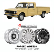 CUSTOM CLASSIC VINTAGE RESTOMOD RETRO OLD SCHOOL FORGED WHEELS RIMS for FSO 125P PICKUP 1975 - 1991

Custom forged wheels for FSO 125p Pickup 1975 - 1991. Classic, vintage, restomod wheel designs made to order in custom sizes, offsets, colors and finishes.

We manufacture premium quality forged wheels rims for FSO 125p Pickup 1975 - 1991 in any design, size, color.

THIS WHEEL DESIGN CAN BE CUSTOM-MADE FOR YOUR CAR IN ANY SIZE AND COLOR OPTIONS
Available in monoblock, 2-piece, 3-piece, duoblock, beadlock
3D
