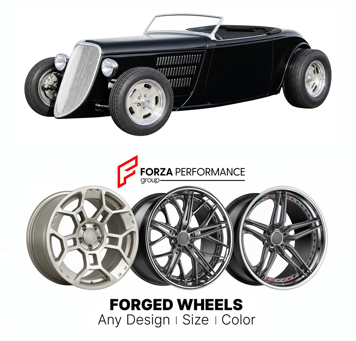 FORGED WHEELS RIMS for FACTORY FIVE 33 HOT ROD 2008+

Custom forged wheels for Factory Five 33 Hot Rod 2008+. Made-to-order monoblock, 2-piece and 3-piece rims in custom sizes, offsets, colors and finishes with guaranteed fitment.

We manufacture premium quality forged wheels rims for Factory Five 33 Hot Rod 2008+ in any design, size, color.

THIS WHEEL DESIGN CAN BE CUSTOM-MADE FOR YOUR CAR IN ANY SIZE AND COLOR OPTIONS
Available in monoblock, 2-piece, 3-piece, duoblock, beadlock
3D wheel renderings are pr