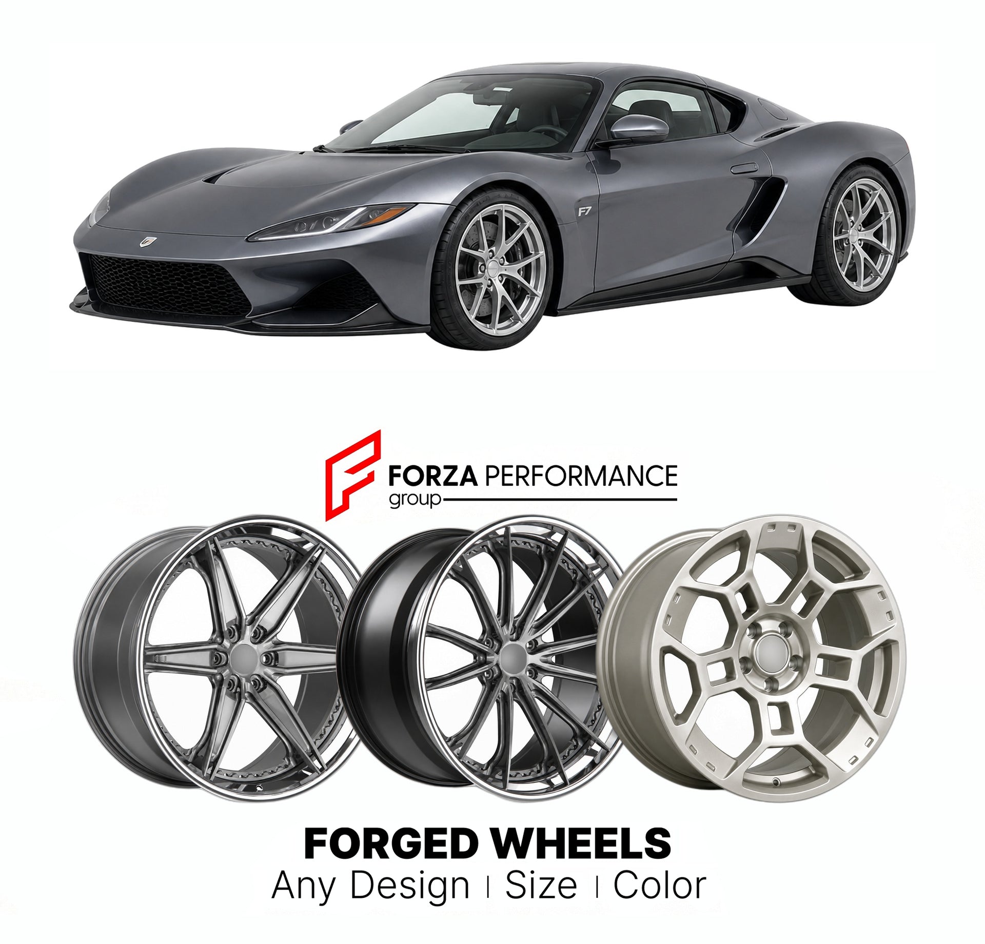 FORGED WHEELS RIMS for FALCON F7 BASE 2012 - 2016

Custom forged wheels for Falcon F7 Base 2012 - 2016. Made-to-order monoblock, 2-piece and 3-piece rims in custom sizes, offsets, colors and finishes with guaranteed fitment.

We manufacture premium quality forged wheels rims for Falcon F7 Base 2012 - 2016 in any design, size, color.

THIS WHEEL DESIGN CAN BE CUSTOM-MADE FOR YOUR CAR IN ANY SIZE AND COLOR OPTIONS
Available in monoblock, 2-piece, 3-piece, duoblock, beadlock
3D wheel renderings are provided ac
