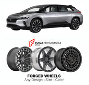FORGED WHEELS RIMS for FARADAY FUTURE FF 91 2.0 FUTURIST ALLIANCE 2023+

Custom forged wheels for Faraday Future FF 91 2.0 Futurist Alliance 2023+. Made-to-order monoblock, 2-piece and 3-piece rims in custom sizes, offsets, colors and finishes with guaranteed fitment.

We manufacture premium quality forged wheels rims for Faraday Future FF 91 2.0 Futurist Alliance 2023+ in any design, size, color.

THIS WHEEL DESIGN CAN BE CUSTOM-MADE FOR YOUR CAR IN ANY SIZE AND COLOR OPTIONS
Available in monoblock, 2-piec