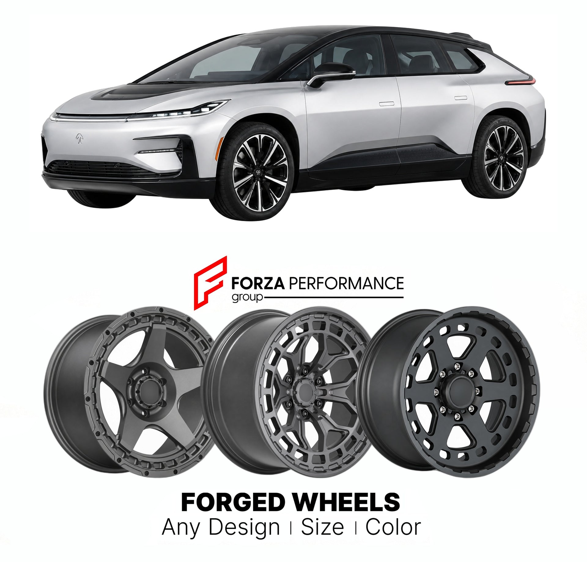 FORGED WHEELS RIMS for FARADAY FUTURE FF 91 2023+

Custom forged wheels for Faraday Future FF 91 2023+. Made-to-order monoblock, 2-piece and 3-piece rims in custom sizes, offsets, colors and finishes with guaranteed fitment.

We manufacture premium quality forged wheels rims for Faraday Future FF 91 2023+ in any design, size, color.

THIS WHEEL DESIGN CAN BE CUSTOM-MADE FOR YOUR CAR IN ANY SIZE AND COLOR OPTIONS
Available in monoblock, 2-piece, 3-piece, duoblock, beadlock
3D wheel renderings are provided ac