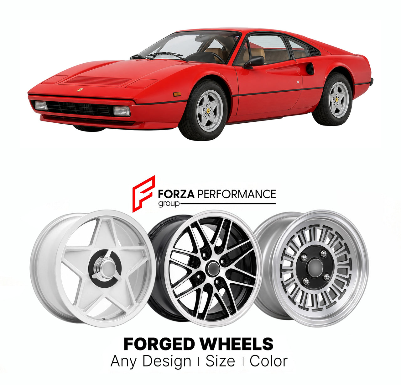 CUSTOM CLASSIC VINTAGE RESTOMOD RETRO OLD SCHOOL FORGED WHEELS RIMS for FERRARI 308 GTB QUATTROVALVOLE TIPO F106 AB QV 1982 - 1985

Custom forged wheels for Ferrari 308 GTB Quattrovalvole Tipo F106 AB QV 1982 - 1985. Classic, vintage, restomod wheel designs made to order in custom sizes, offsets, colors and finishes.

We manufacture premium quality forged wheels rims for Ferrari 308 GTB Quattrovalvole Tipo F106 AB QV 1982 - 1985 in any design, size, color.

THIS WHEEL DESIGN CAN BE CUSTOM-MADE FOR YOUR CAR 