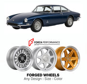CUSTOM CLASSIC VINTAGE RESTOMOD RETRO OLD SCHOOL FORGED WHEELS RIMS for FERRARI 365 GTC GTS 1968 - 1970

Custom forged wheels for Ferrari 365 GTC GTS 1968 - 1970. Classic, vintage, restomod wheel designs made to order in custom sizes, offsets, colors and finishes.

We manufacture premium quality forged wheels rims for Ferrari 365 GTC GTS 1968 - 1970 in any design, size, color.

THIS WHEEL DESIGN CAN BE CUSTOM-MADE FOR YOUR CAR IN ANY SIZE AND COLOR OPTIONS
Available in monoblock, 2-piece, 3-piece, duoblock,