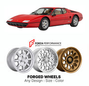 CUSTOM CLASSIC VINTAGE RESTOMOD RETRO OLD SCHOOL FORGED WHEELS RIMS for FERRARI 512 BB BERLINETTA BOXER 1976 - 1984

Custom forged wheels for Ferrari 512 BB Berlinetta Boxer 1976 - 1984. Classic, vintage, restomod wheel designs made to order in custom sizes, offsets, colors and finishes.

We manufacture premium quality forged wheels rims for Ferrari 512 BB Berlinetta Boxer 1976 - 1984 in any design, size, color.

THIS WHEEL DESIGN CAN BE CUSTOM-MADE FOR YOUR CAR IN ANY SIZE AND COLOR OPTIONS
Available in mo