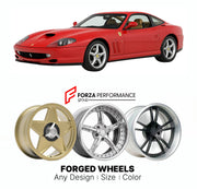 CUSTOM CLASSIC VINTAGE RESTOMOD RETRO OLD SCHOOL FORGED WHEELS RIMS for FERRARI 550 MARANELLO 1996 - 2001

Custom forged wheels for Ferrari 550 Maranello 1996 - 2001. Classic, vintage, restomod wheel designs made to order in custom sizes, offsets, colors and finishes.

We manufacture premium quality forged wheels rims for Ferrari 550 Maranello 1996 - 2001 in any design, size, color.

THIS WHEEL DESIGN CAN BE CUSTOM-MADE FOR YOUR CAR IN ANY SIZE AND COLOR OPTIONS
Available in monoblock, 2-piece, 3-piece, duo