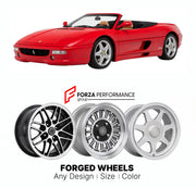 CUSTOM CLASSIC VINTAGE RESTOMOD RETRO OLD SCHOOL FORGED WHEELS RIMS for FERRARI F355 SPIDER 1995 - 1999

Custom forged wheels for Ferrari F355 Spider 1995 - 1999. Classic, vintage, restomod wheel designs made to order in custom sizes, offsets, colors and finishes.

We manufacture premium quality forged wheels rims for Ferrari F355 Spider 1995 - 1999 in any design, size, color.

THIS WHEEL DESIGN CAN BE CUSTOM-MADE FOR YOUR CAR IN ANY SIZE AND COLOR OPTIONS
Available in monoblock, 2-piece, 3-piece, duoblock,