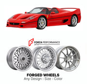 CUSTOM CLASSIC VINTAGE RESTOMOD RETRO OLD SCHOOL FORGED WHEELS RIMS for FERRARI F50 1995 - 1997

Custom forged wheels for Ferrari F50 1995 - 1997. Classic, vintage, restomod wheel designs made to order in custom sizes, offsets, colors and finishes.

We manufacture premium quality forged wheels rims for Ferrari F50 1995 - 1997 in any design, size, color.

THIS WHEEL DESIGN CAN BE CUSTOM-MADE FOR YOUR CAR IN ANY SIZE AND COLOR OPTIONS
Available in monoblock, 2-piece, 3-piece, duoblock, beadlock
3D wheel rende