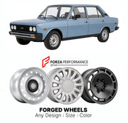 CUSTOM CLASSIC VINTAGE RESTOMOD RETRO OLD SCHOOL FORGED WHEELS RIMS for FIAT 131 1974 - 1984

Custom forged wheels for Fiat 131 1974 - 1984. Classic, vintage, restomod wheel designs made to order in custom sizes, offsets, colors and finishes.

We manufacture premium quality forged wheels rims for Fiat 131 1974 - 1984 in any design, size, color.

THIS WHEEL DESIGN CAN BE CUSTOM-MADE FOR YOUR CAR IN ANY SIZE AND COLOR OPTIONS
Available in monoblock, 2-piece, 3-piece, duoblock, beadlock
3D wheel renderings are
