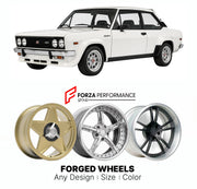 CUSTOM CLASSIC VINTAGE RESTOMOD RETRO OLD SCHOOL FORGED WHEELS RIMS for FIAT 131 ABARTH 1976 - 1980

Custom forged wheels for Fiat 131 Abarth 1976 - 1980. Classic, vintage, restomod wheel designs made to order in custom sizes, offsets, colors and finishes.

We manufacture premium quality forged wheels rims for Fiat 131 Abarth 1976 - 1980 in any design, size, color.

THIS WHEEL DESIGN CAN BE CUSTOM-MADE FOR YOUR CAR IN ANY SIZE AND COLOR OPTIONS
Available in monoblock, 2-piece, 3-piece, duoblock, beadlock
3D