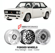 CUSTOM CLASSIC VINTAGE RESTOMOD RETRO OLD SCHOOL FORGED WHEELS RIMS for FIAT 131 ABARTH GROUP 4 HOMOLOGATION 1976 - 1980

Custom forged wheels for Fiat 131 Abarth Group 4 Homologation 1976 - 1980. Classic, vintage, restomod wheel designs made to order in custom sizes, offsets, colors and finishes.

We manufacture premium quality forged wheels rims for Fiat 131 Abarth Group 4 Homologation 1976 - 1980 in any design, size, color.

THIS WHEEL DESIGN CAN BE CUSTOM-MADE FOR YOUR CAR IN ANY SIZE AND COLOR OPTIONS
