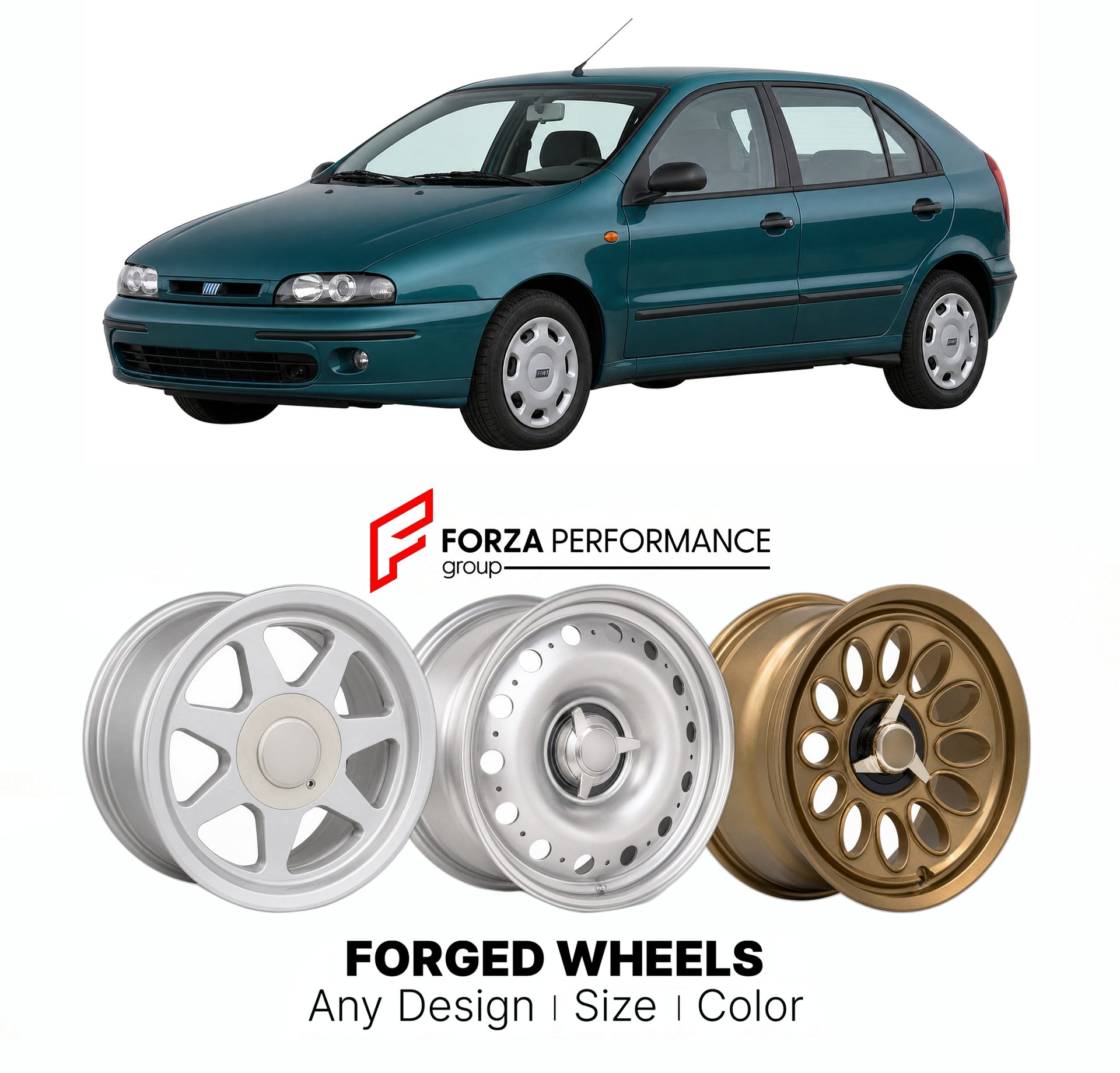 CUSTOM CLASSIC VINTAGE RESTOMOD RETRO OLD SCHOOL FORGED WHEELS RIMS for FIAT BRAVA 1995 - 2001

Custom forged wheels for Fiat Brava 1995 - 2001. Classic, vintage, restomod wheel designs made to order in custom sizes, offsets, colors and finishes.

We manufacture premium quality forged wheels rims for Fiat Brava 1995 - 2001 in any design, size, color.

THIS WHEEL DESIGN CAN BE CUSTOM-MADE FOR YOUR CAR IN ANY SIZE AND COLOR OPTIONS
Available in monoblock, 2-piece, 3-piece, duoblock, beadlock
3D wheel renderin