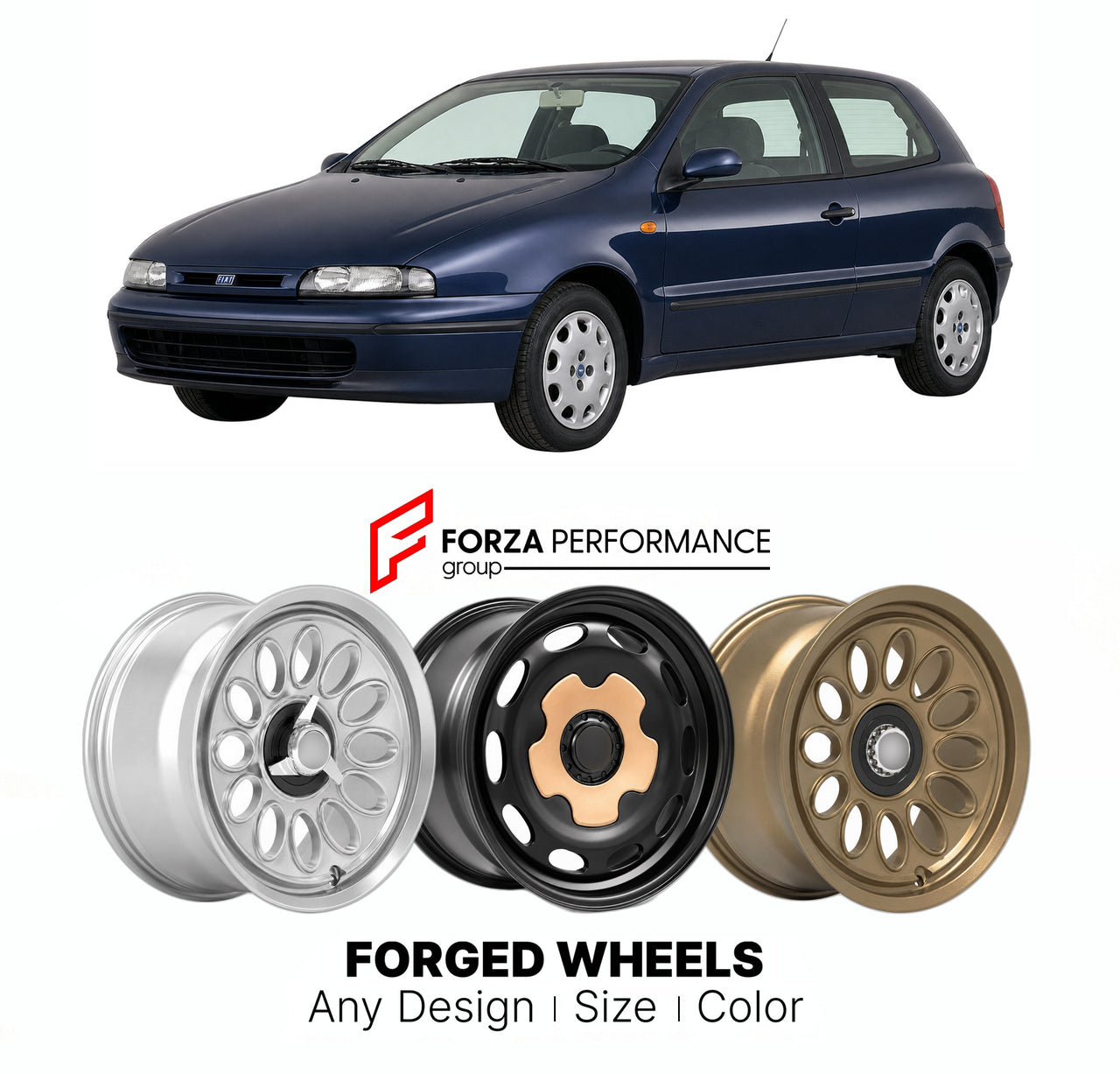 CUSTOM CLASSIC VINTAGE RESTOMOD RETRO OLD SCHOOL FORGED WHEELS RIMS for FIAT BRAVO 1995 - 2001

Custom forged wheels for Fiat Bravo 1995 - 2001. Classic, vintage, restomod wheel designs made to order in custom sizes, offsets, colors and finishes.

We manufacture premium quality forged wheels rims for Fiat Bravo 1995 - 2001 in any design, size, color.

THIS WHEEL DESIGN CAN BE CUSTOM-MADE FOR YOUR CAR IN ANY SIZE AND COLOR OPTIONS
Available in monoblock, 2-piece, 3-piece, duoblock, beadlock
3D wheel renderin