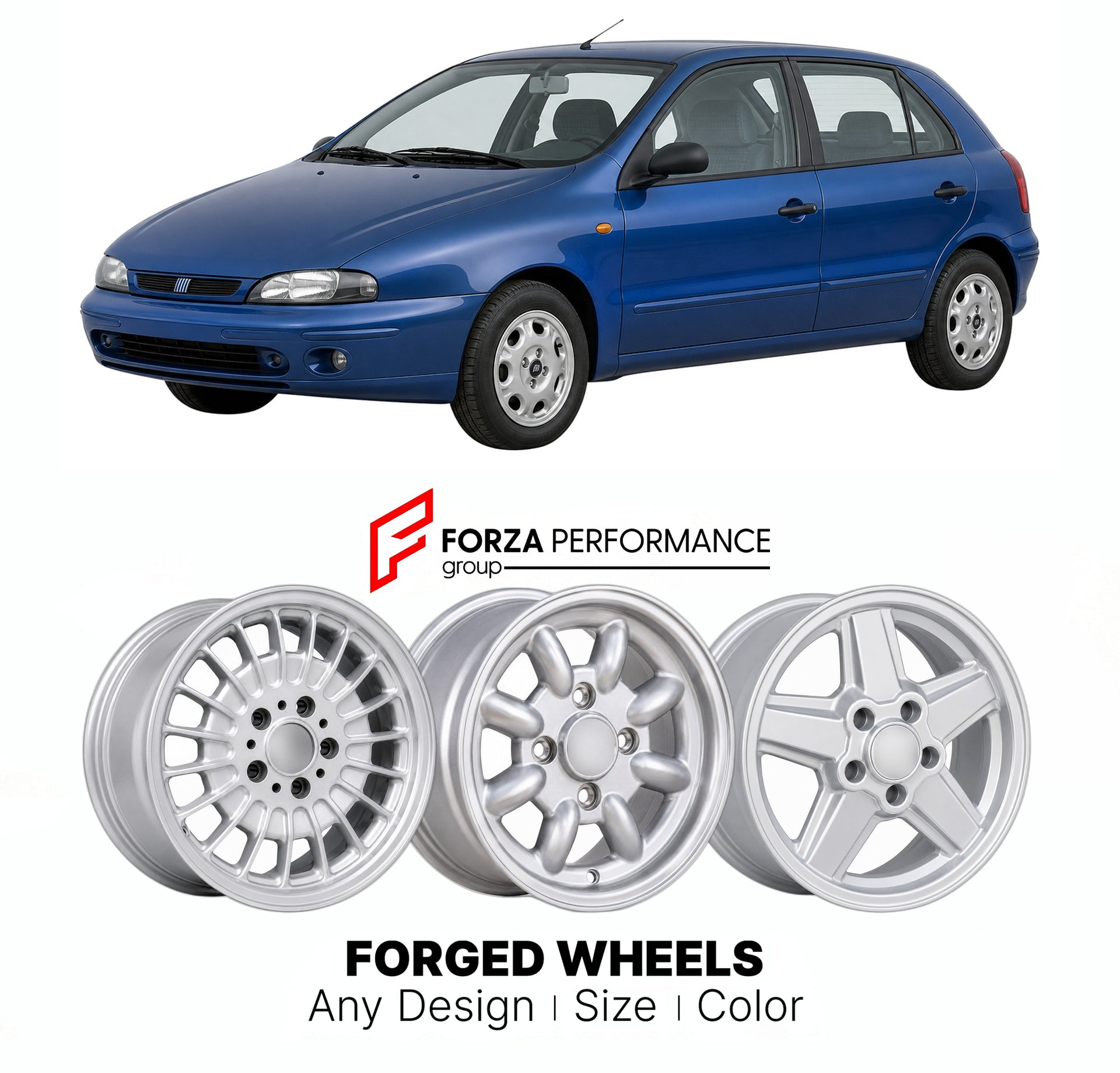 CUSTOM CLASSIC VINTAGE RESTOMOD RETRO OLD SCHOOL FORGED WHEELS RIMS for FIAT BRAVO BRAVA 1995 - 2001

Custom forged wheels for Fiat Bravo Brava 1995 - 2001. Classic, vintage, restomod wheel designs made to order in custom sizes, offsets, colors and finishes.

We manufacture premium quality forged wheels rims for Fiat Bravo Brava 1995 - 2001 in any design, size, color.

THIS WHEEL DESIGN CAN BE CUSTOM-MADE FOR YOUR CAR IN ANY SIZE AND COLOR OPTIONS
Available in monoblock, 2-piece, 3-piece, duoblock, beadlock