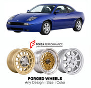 CUSTOM CLASSIC VINTAGE RESTOMOD RETRO OLD SCHOOL FORGED WHEELS RIMS for FIAT COUPE 20V TURBO 1996 - 2000

Custom forged wheels for Fiat Coupe 20V Turbo 1996 - 2000. Classic, vintage, restomod wheel designs made to order in custom sizes, offsets, colors and finishes.

We manufacture premium quality forged wheels rims for Fiat Coupe 20V Turbo 1996 - 2000 in any design, size, color.

THIS WHEEL DESIGN CAN BE CUSTOM-MADE FOR YOUR CAR IN ANY SIZE AND COLOR OPTIONS
Available in monoblock, 2-piece, 3-piece, duoblo