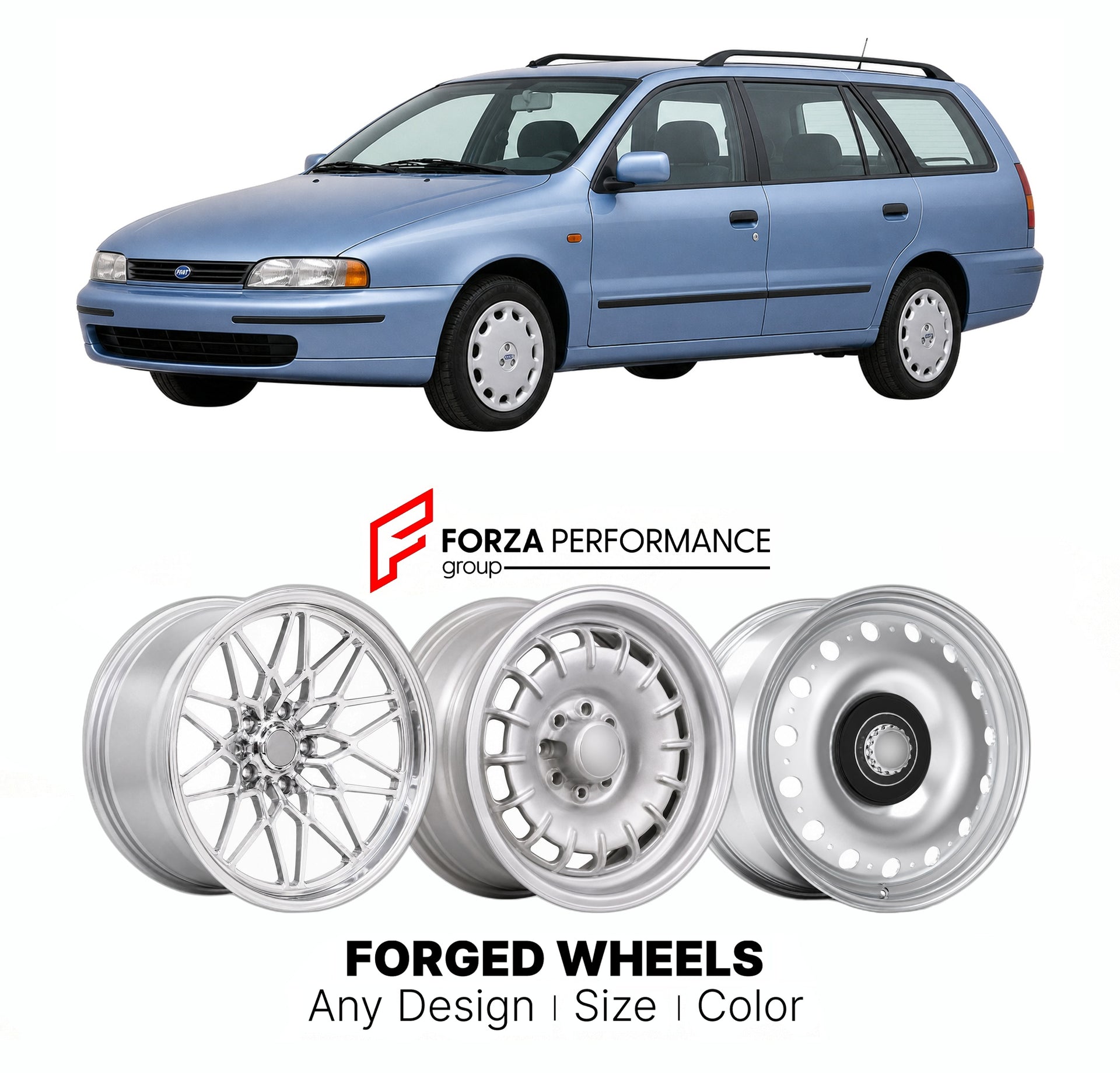 CUSTOM CLASSIC VINTAGE RESTOMOD RETRO OLD SCHOOL FORGED WHEELS RIMS for FIAT MAREA WEEKEND 1996 - 2002

Custom forged wheels for Fiat Marea Weekend 1996 - 2002. Classic, vintage, restomod wheel designs made to order in custom sizes, offsets, colors and finishes.

We manufacture premium quality forged wheels rims for Fiat Marea Weekend 1996 - 2002 in any design, size, color.

THIS WHEEL DESIGN CAN BE CUSTOM-MADE FOR YOUR CAR IN ANY SIZE AND COLOR OPTIONS
Available in monoblock, 2-piece, 3-piece, duoblock, be