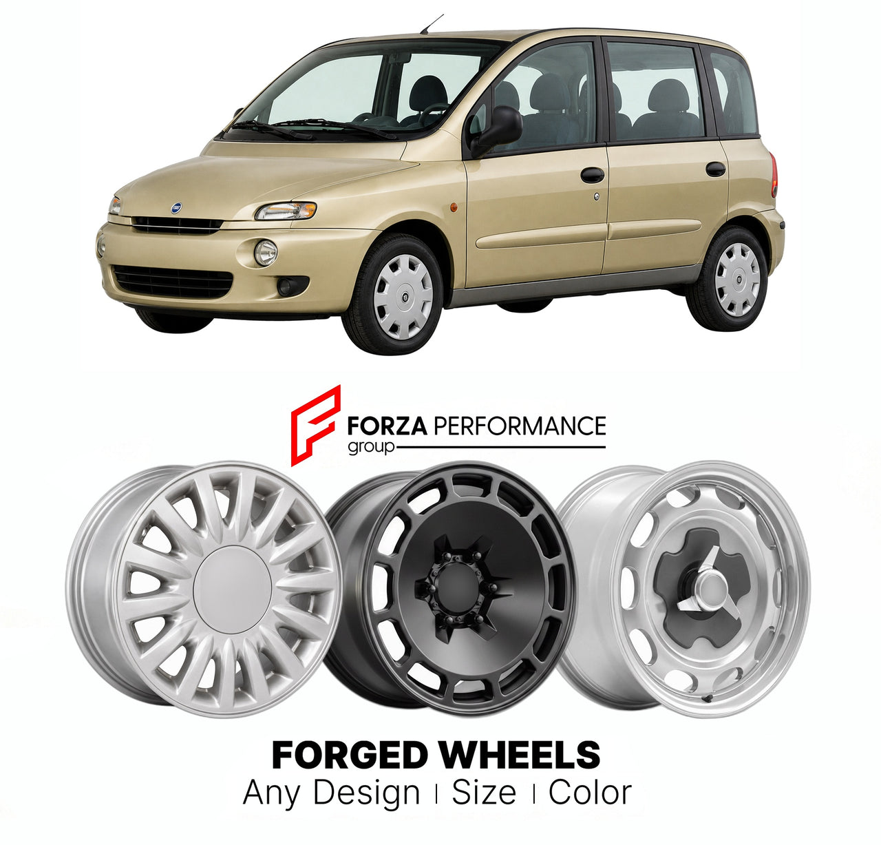 CUSTOM CLASSIC VINTAGE RESTOMOD RETRO OLD SCHOOL FORGED WHEELS RIMS for FIAT MULTIPLA 1998 - 2010

Custom forged wheels for Fiat Multipla 1998 - 2010. Classic, vintage, restomod wheel designs made to order in custom sizes, offsets, colors and finishes.

We manufacture premium quality forged wheels rims for Fiat Multipla 1998 - 2010 in any design, size, color.

THIS WHEEL DESIGN CAN BE CUSTOM-MADE FOR YOUR CAR IN ANY SIZE AND COLOR OPTIONS
Available in monoblock, 2-piece, 3-piece, duoblock, beadlock
3D wheel