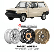 CUSTOM CLASSIC VINTAGE RESTOMOD RETRO OLD SCHOOL FORGED WHEELS RIMS for FIAT PANDA 1980 - 2003

Custom forged wheels for Fiat Panda 1980 - 2003. Classic, vintage, restomod wheel designs made to order in custom sizes, offsets, colors and finishes.

We manufacture premium quality forged wheels rims for Fiat Panda 1980 - 2003 in any design, size, color.

THIS WHEEL DESIGN CAN BE CUSTOM-MADE FOR YOUR CAR IN ANY SIZE AND COLOR OPTIONS
Available in monoblock, 2-piece, 3-piece, duoblock, beadlock
3D wheel renderin