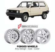 CUSTOM CLASSIC VINTAGE RESTOMOD RETRO OLD SCHOOL FORGED WHEELS RIMS for FIAT PANDA 4X4 MK I 1983 - 1986

Custom forged wheels for Fiat Panda 4x4 MK I 1983 - 1986. Classic, vintage, restomod wheel designs made to order in custom sizes, offsets, colors and finishes.

We manufacture premium quality forged wheels rims for Fiat Panda 4x4 MK I 1983 - 1986 in any design, size, color.

THIS WHEEL DESIGN CAN BE CUSTOM-MADE FOR YOUR CAR IN ANY SIZE AND COLOR OPTIONS
Available in monoblock, 2-piece, 3-piece, duoblock,