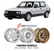 CUSTOM CLASSIC VINTAGE RESTOMOD RETRO OLD SCHOOL FORGED WHEELS RIMS for FIAT RITMO ABARTH 125 130 TC 1981 - 1987

Custom forged wheels for Fiat Ritmo Abarth 125 130 TC 1981 - 1987. Classic, vintage, restomod wheel designs made to order in custom sizes, offsets, colors and finishes.

We manufacture premium quality forged wheels rims for Fiat Ritmo Abarth 125 130 TC 1981 - 1987 in any design, size, color.

THIS WHEEL DESIGN CAN BE CUSTOM-MADE FOR YOUR CAR IN ANY SIZE AND COLOR OPTIONS
Available in monoblock, 