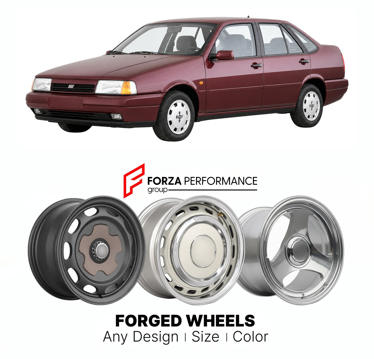 CUSTOM CLASSIC VINTAGE RESTOMOD RETRO OLD SCHOOL FORGED WHEELS RIMS for FIAT TEMPRA 1990 - 1996

Custom forged wheels for Fiat Tempra 1990 - 1996. Classic, vintage, restomod wheel designs made to order in custom sizes, offsets, colors and finishes.

We manufacture premium quality forged wheels rims for Fiat Tempra 1990 - 1996 in any design, size, color.

THIS WHEEL DESIGN CAN BE CUSTOM-MADE FOR YOUR CAR IN ANY SIZE AND COLOR OPTIONS
Available in monoblock, 2-piece, 3-piece, duoblock, beadlock
3D wheel rende
