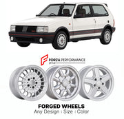 CUSTOM CLASSIC VINTAGE RESTOMOD RETRO OLD SCHOOL FORGED WHEELS RIMS for FIAT UNO TURBO I.E. 1985 - 1994

Custom forged wheels for Fiat Uno Turbo i.e. 1985 - 1994. Classic, vintage, restomod wheel designs made to order in custom sizes, offsets, colors and finishes.

We manufacture premium quality forged wheels rims for Fiat Uno Turbo i.e. 1985 - 1994 in any design, size, color.

THIS WHEEL DESIGN CAN BE CUSTOM-MADE FOR YOUR CAR IN ANY SIZE AND COLOR OPTIONS
Available in monoblock, 2-piece, 3-piece, duoblock,