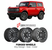 FORGED WHEELS RIMS for FORD BRONCO 2021+

Custom forged wheels for Ford Bronco 2021+. Made-to-order monoblock, 2-piece and 3-piece rims in custom sizes, offsets, colors and finishes with guaranteed fitment.

We manufacture premium quality forged wheels rims for Ford Bronco 2021+ in any design, size, color.

THIS WHEEL DESIGN CAN BE CUSTOM-MADE FOR YOUR CAR IN ANY SIZE AND COLOR OPTIONS
Available in monoblock, 2-piece, 3-piece, duoblock, beadlock
3D wheel renderings are provided according to the exact dimens