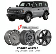 FORGED WHEELS RIMS for FORD BRONCO BIG BEND 2021+

Custom forged wheels for Ford Bronco Big Bend 2021+. Made-to-order monoblock, 2-piece and 3-piece rims in custom sizes, offsets, colors and finishes with guaranteed fitment.

We manufacture premium quality forged wheels rims for Ford Bronco Big Bend 2021+ in any design, size, color.

THIS WHEEL DESIGN CAN BE CUSTOM-MADE FOR YOUR CAR IN ANY SIZE AND COLOR OPTIONS
Available in monoblock, 2-piece, 3-piece, duoblock, beadlock
3D wheel renderings are provided ac