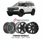FORGED WHEELS RIMS for FORD BRONCO SPORT 2021+

Custom forged wheels for Ford Bronco Sport 2021+. Made-to-order monoblock, 2-piece and 3-piece rims in custom sizes, offsets, colors and finishes with guaranteed fitment.

We manufacture premium quality forged wheels rims for Ford Bronco Sport 2021+ in any design, size, color.

THIS WHEEL DESIGN CAN BE CUSTOM-MADE FOR YOUR CAR IN ANY SIZE AND COLOR OPTIONS
Available in monoblock, 2-piece, 3-piece, duoblock, beadlock
3D wheel renderings are provided according t