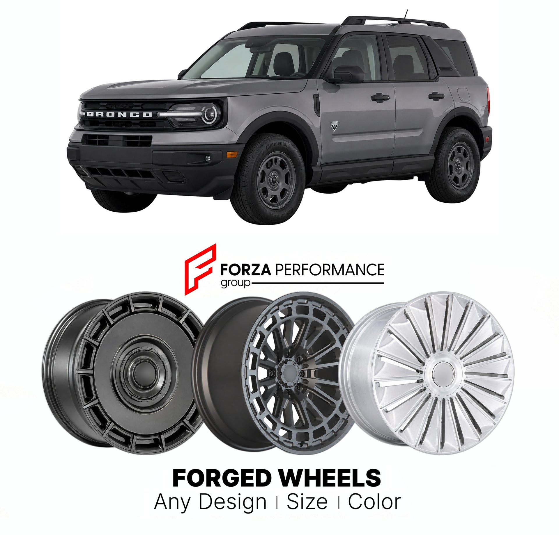 FORGED WHEELS RIMS for FORD BRONCO SPORT BASE 2021+

Custom forged wheels for Ford Bronco Sport Base 2021+. Made-to-order monoblock, 2-piece and 3-piece rims in custom sizes, offsets, colors and finishes with guaranteed fitment.

We manufacture premium quality forged wheels rims for Ford Bronco Sport Base 2021+ in any design, size, color.

THIS WHEEL DESIGN CAN BE CUSTOM-MADE FOR YOUR CAR IN ANY SIZE AND COLOR OPTIONS
Available in monoblock, 2-piece, 3-piece, duoblock, beadlock
3D wheel renderings are provi