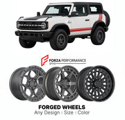 FORGED WHEELS RIMS for FORD BRONCO STROPPE EDITION 2021+

Custom forged wheels for Ford Bronco Stroppe Edition 2021+. Made-to-order monoblock, 2-piece and 3-piece rims in custom sizes, offsets, colors and finishes with guaranteed fitment.

We manufacture premium quality forged wheels rims for Ford Bronco Stroppe Edition 2021+ in any design, size, color.

THIS WHEEL DESIGN CAN BE CUSTOM-MADE FOR YOUR CAR IN ANY SIZE AND COLOR OPTIONS
Available in monoblock, 2-piece, 3-piece, duoblock, beadlock
3D wheel rende