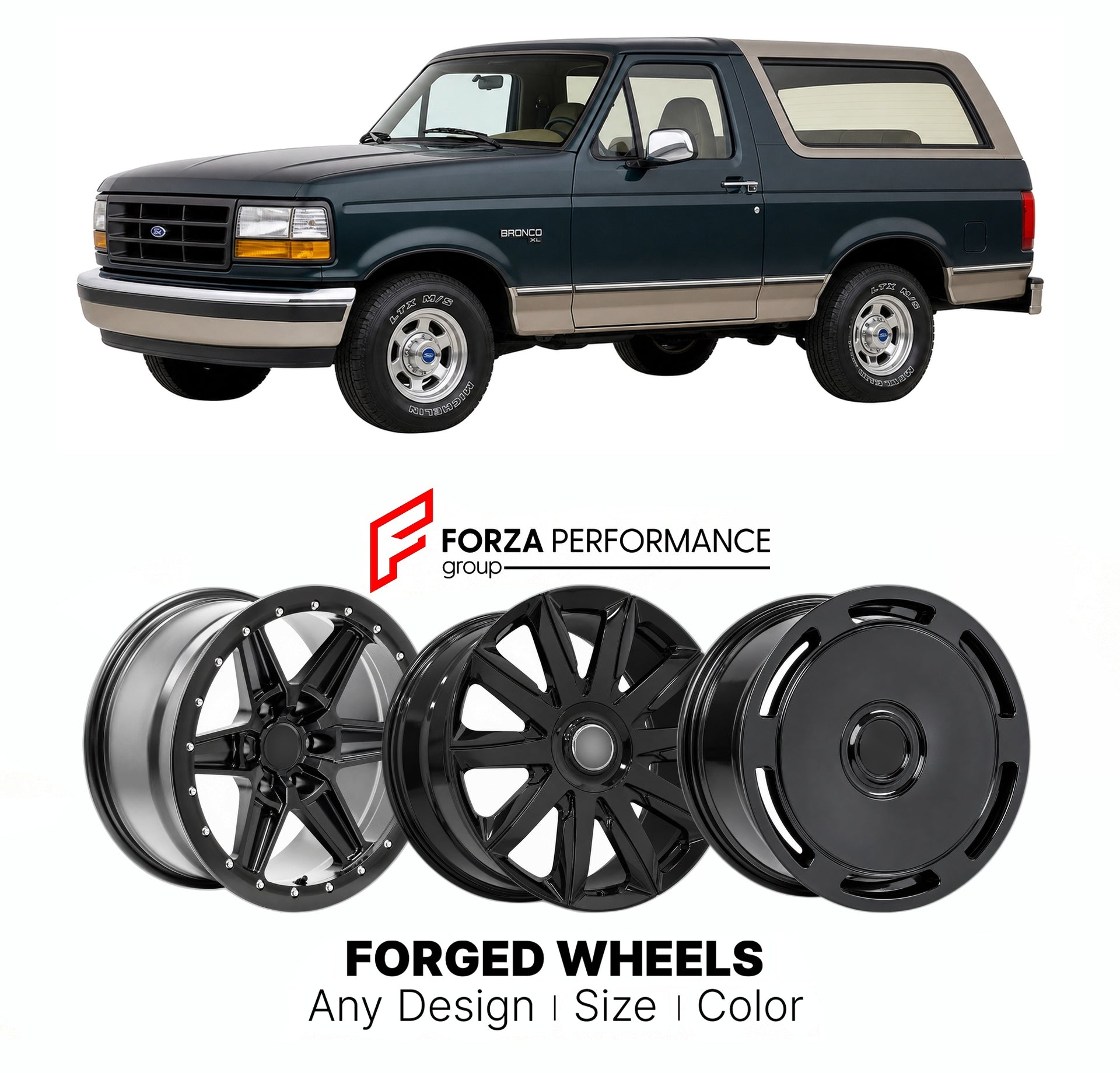FORGED WHEELS RIMS for FORD BRONCO XL SPORT 1992 - 1996

Custom forged wheels for Ford Bronco XL Sport 1992 - 1996. Made-to-order monoblock, 2-piece and 3-piece rims in custom sizes, offsets, colors and finishes with guaranteed fitment.

We manufacture premium quality forged wheels rims for Ford Bronco XL Sport 1992 - 1996 in any design, size, color.

THIS WHEEL DESIGN CAN BE CUSTOM-MADE FOR YOUR CAR IN ANY SIZE AND COLOR OPTIONS
Available in monoblock, 2-piece, 3-piece, duoblock, beadlock
3D wheel renderin