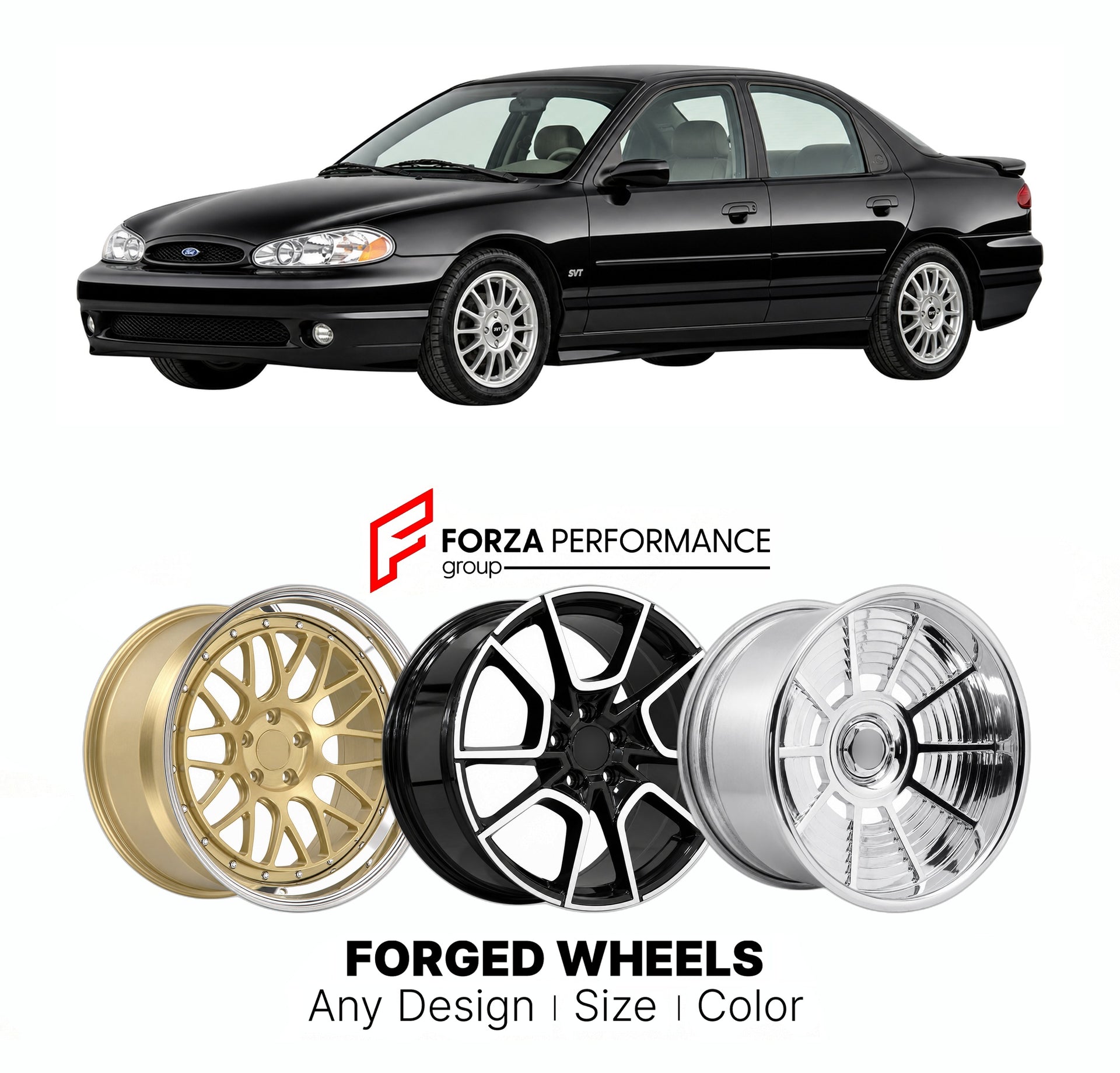 FORGED WHEELS RIMS for FORD CONTOUR SVT 1995 - 2000

Custom forged wheels for Ford Contour SVT 1995 - 2000. Made-to-order monoblock, 2-piece and 3-piece rims in custom sizes, offsets, colors and finishes with guaranteed fitment.

We manufacture premium quality forged wheels rims for Ford Contour SVT 1995 - 2000 in any design, size, color.

THIS WHEEL DESIGN CAN BE CUSTOM-MADE FOR YOUR CAR IN ANY SIZE AND COLOR OPTIONS
Available in monoblock, 2-piece, 3-piece, duoblock, beadlock
3D wheel renderings are provi