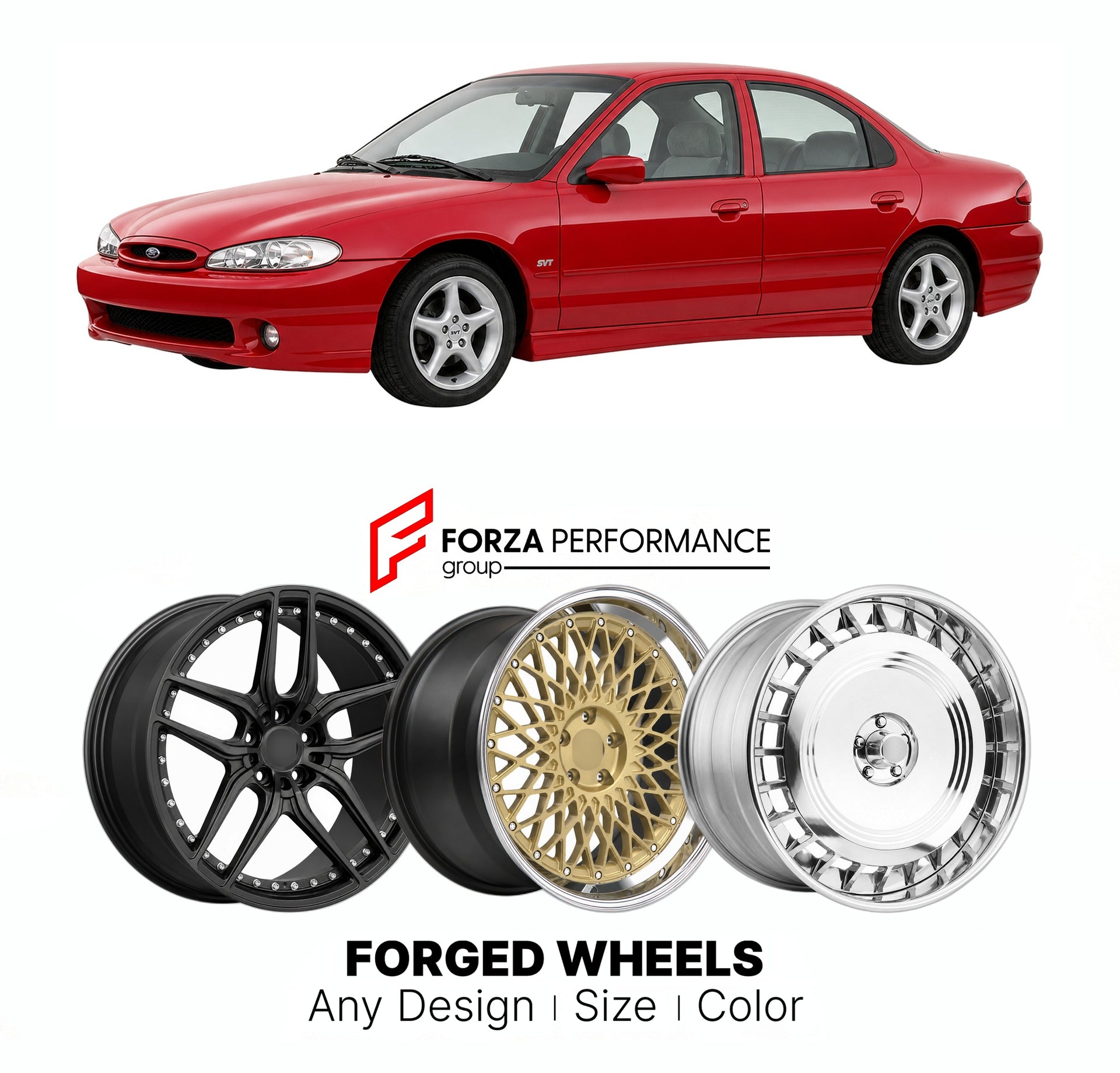 FORGED WHEELS RIMS for FORD CONTOUR SVT 1998 - 2000

Custom forged wheels for Ford Contour SVT 1998 - 2000. Made-to-order monoblock, 2-piece and 3-piece rims in custom sizes, offsets, colors and finishes with guaranteed fitment.

We manufacture premium quality forged wheels rims for Ford Contour SVT 1998 - 2000 in any design, size, color.

THIS WHEEL DESIGN CAN BE CUSTOM-MADE FOR YOUR CAR IN ANY SIZE AND COLOR OPTIONS
Available in monoblock, 2-piece, 3-piece, duoblock, beadlock
3D wheel renderings are provi