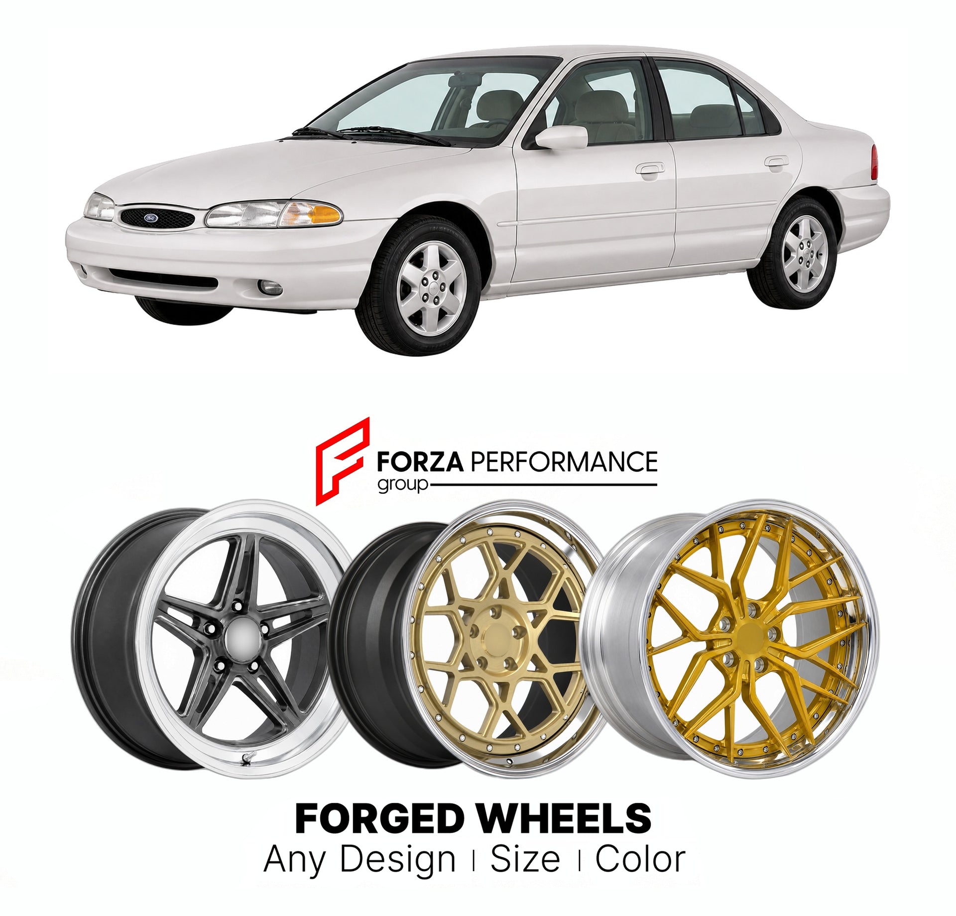FORGED WHEELS RIMS for FORD CONTOUR US MARKET 1995 - 2000

Custom forged wheels for Ford Contour US Market 1995 - 2000. Made-to-order monoblock, 2-piece and 3-piece rims in custom sizes, offsets, colors and finishes with guaranteed fitment.

We manufacture premium quality forged wheels rims for Ford Contour US Market 1995 - 2000 in any design, size, color.

THIS WHEEL DESIGN CAN BE CUSTOM-MADE FOR YOUR CAR IN ANY SIZE AND COLOR OPTIONS
Available in monoblock, 2-piece, 3-piece, duoblock, beadlock
3D wheel re