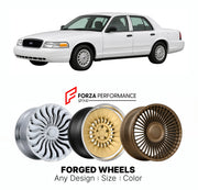 FORGED WHEELS RIMS for FORD CROWN VICTORIA 1998 - 2012

Custom forged wheels for Ford Crown Victoria 1998 - 2012. Made-to-order monoblock, 2-piece and 3-piece rims in custom sizes, offsets, colors and finishes with guaranteed fitment.

We manufacture premium quality forged wheels rims for Ford Crown Victoria 1998 - 2012 in any design, size, color.

THIS WHEEL DESIGN CAN BE CUSTOM-MADE FOR YOUR CAR IN ANY SIZE AND COLOR OPTIONS
Available in monoblock, 2-piece, 3-piece, duoblock, beadlock
3D wheel renderings 