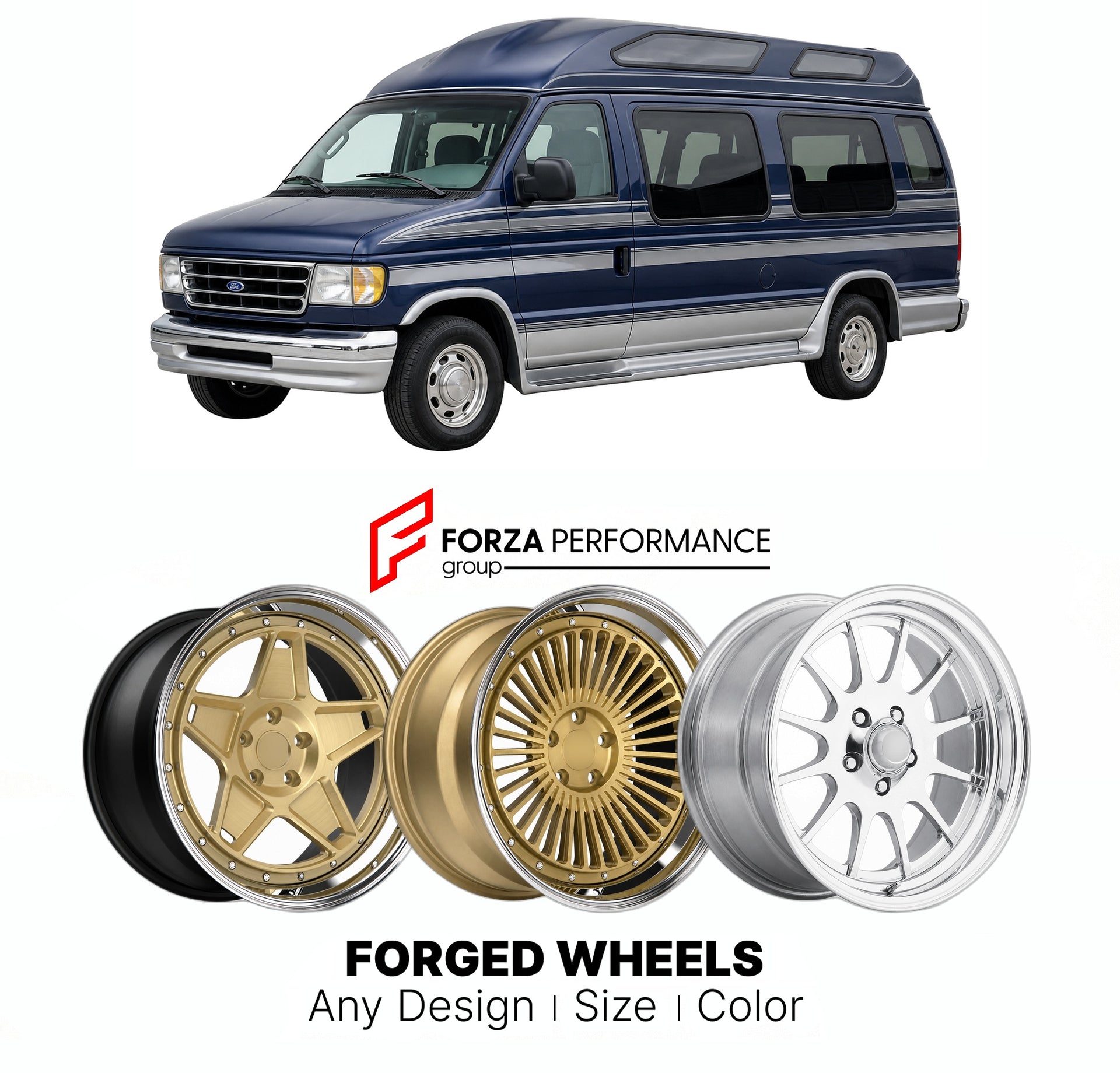 FORGED WHEELS RIMS for FORD E-SERIES CONVERSION VAN 1992+

Custom forged wheels for Ford E-Series Conversion Van 1992+. Made-to-order monoblock, 2-piece and 3-piece rims in custom sizes, offsets, colors and finishes with guaranteed fitment.

We manufacture premium quality forged wheels rims for Ford E-Series Conversion Van 1992+ in any design, size, color.

THIS WHEEL DESIGN CAN BE CUSTOM-MADE FOR YOUR CAR IN ANY SIZE AND COLOR OPTIONS
Available in monoblock, 2-piece, 3-piece, duoblock, beadlock
3D wheel re