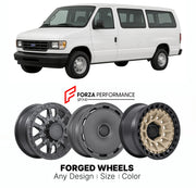 FORGED WHEELS RIMS for FORD E-SERIES E-150 1992+

Custom forged wheels for Ford E-Series E-150 1992+. Made-to-order monoblock, 2-piece and 3-piece rims in custom sizes, offsets, colors and finishes with guaranteed fitment.

We manufacture premium quality forged wheels rims for Ford E-Series E-150 1992+ in any design, size, color.

THIS WHEEL DESIGN CAN BE CUSTOM-MADE FOR YOUR CAR IN ANY SIZE AND COLOR OPTIONS
Available in monoblock, 2-piece, 3-piece, duoblock, beadlock
3D wheel renderings are provided accor
