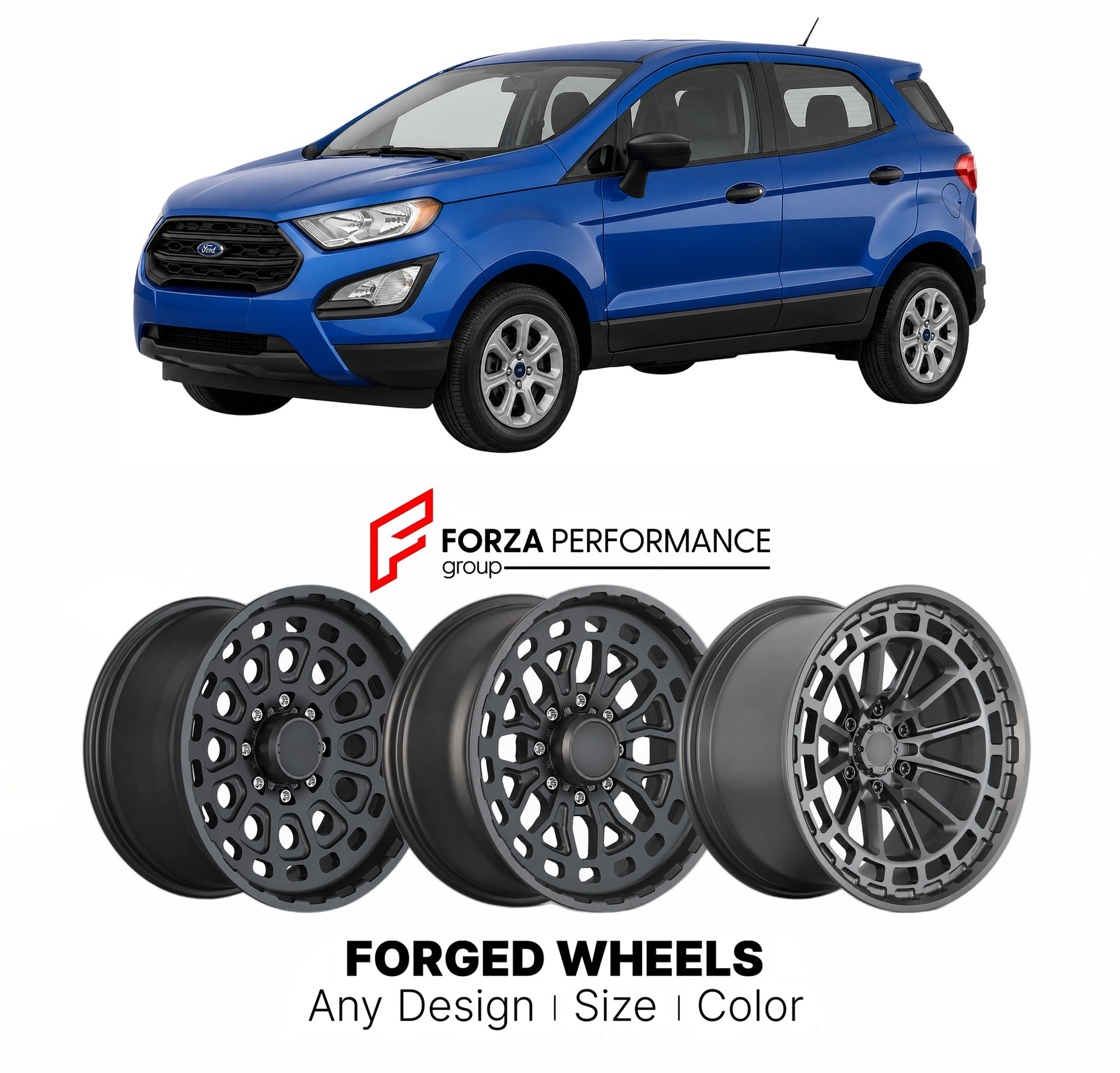 FORGED WHEELS RIMS for FORD ECOSPORT S US MARKET 2018 - 2022

Custom forged wheels for Ford EcoSport S US Market 2018 - 2022. Made-to-order monoblock, 2-piece and 3-piece rims in custom sizes, offsets, colors and finishes with guaranteed fitment.

We manufacture premium quality forged wheels rims for Ford EcoSport S US Market 2018 - 2022 in any design, size, color.

THIS WHEEL DESIGN CAN BE CUSTOM-MADE FOR YOUR CAR IN ANY SIZE AND COLOR OPTIONS
Available in monoblock, 2-piece, 3-piece, duoblock, beadlock
3D
