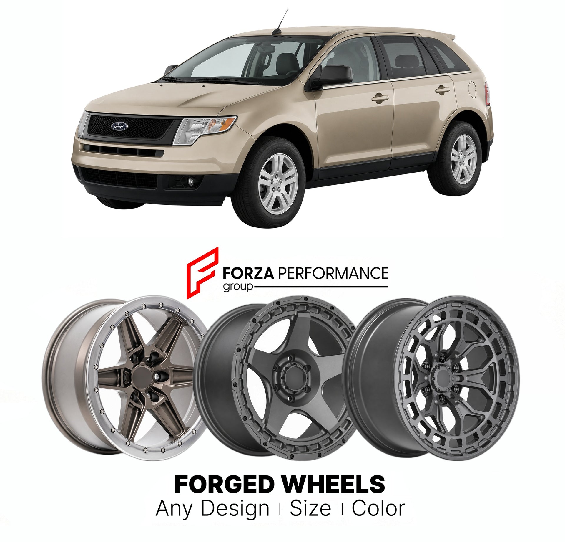 FORGED WHEELS RIMS for FORD EDGE SE 2007 - 2024

Custom forged wheels for Ford Edge SE 2007 - 2024. Made-to-order monoblock, 2-piece and 3-piece rims in custom sizes, offsets, colors and finishes with guaranteed fitment.

We manufacture premium quality forged wheels rims for Ford Edge SE 2007 - 2024 in any design, size, color.

THIS WHEEL DESIGN CAN BE CUSTOM-MADE FOR YOUR CAR IN ANY SIZE AND COLOR OPTIONS
Available in monoblock, 2-piece, 3-piece, duoblock, beadlock
3D wheel renderings are provided accordin